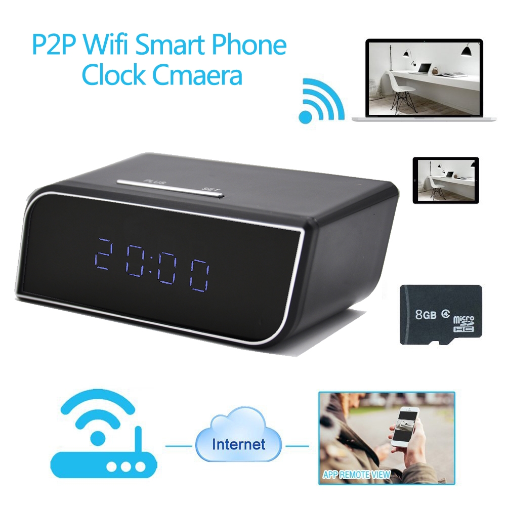 mini kare wifi masa saati gizli kamera