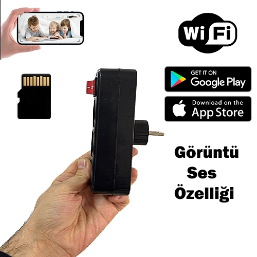 Kablosuz Priz Gizli Kamera siyah