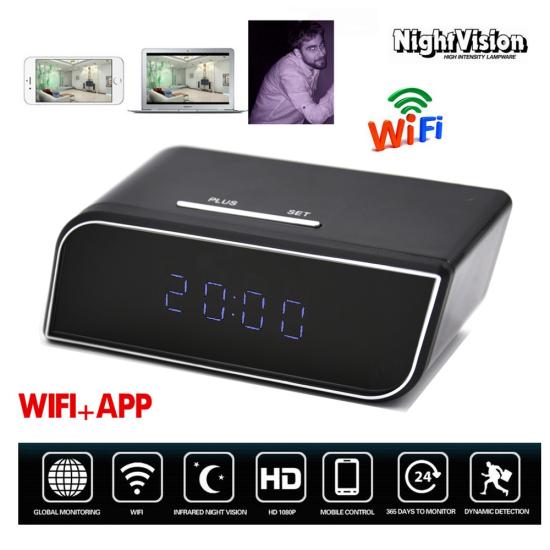 mini kare wifi masa saati gizli kamera