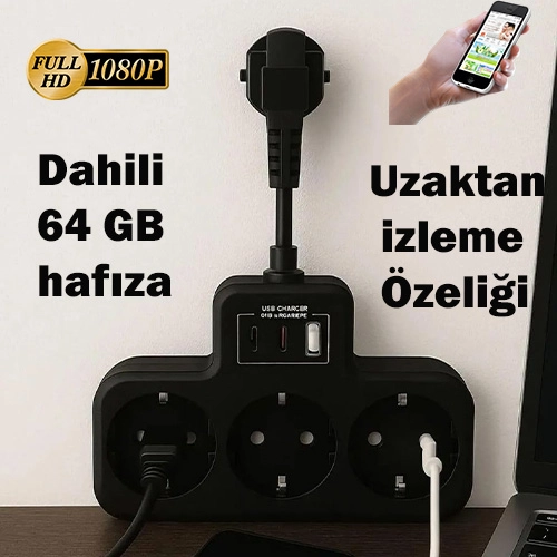 64 GB Hafızalı Wi-Fi Kameralı Priz